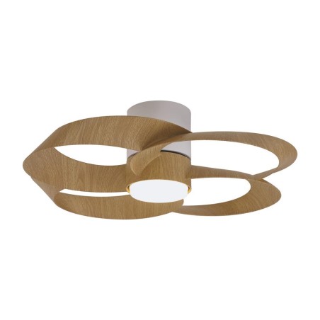 Plafón LED 24W Ventilador 22W serie ROSE Blanco+Madera - 65x21h