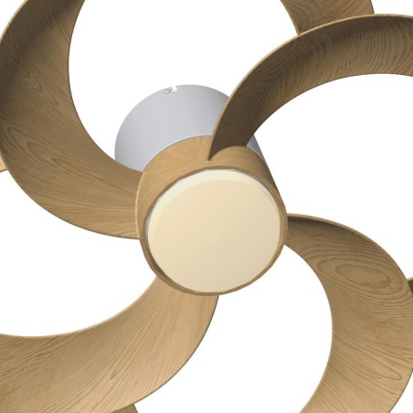 Plafón LED 24W Ventilador 22W serie ROSE Blanco+Madera - 65x21h