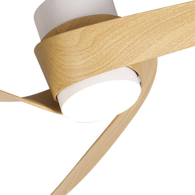 Plafón LED 24W Ventilador 30W serie ISLAND Blanco+Madera - 102x21.5h Plafón LED 24W Ventilador 30W serie ISLAND Blanco+Madera - 102x21.5h