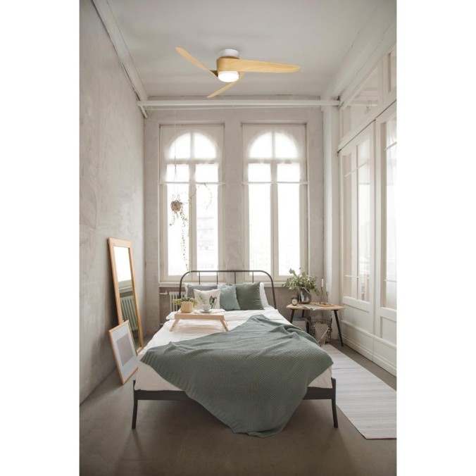 Plafón LED 24W Ventilador 30W serie ISLAND Blanco+Madera - 102x21.5h Plafón LED 24W Ventilador 30W serie ISLAND Blanco+Madera - 102x21.5h