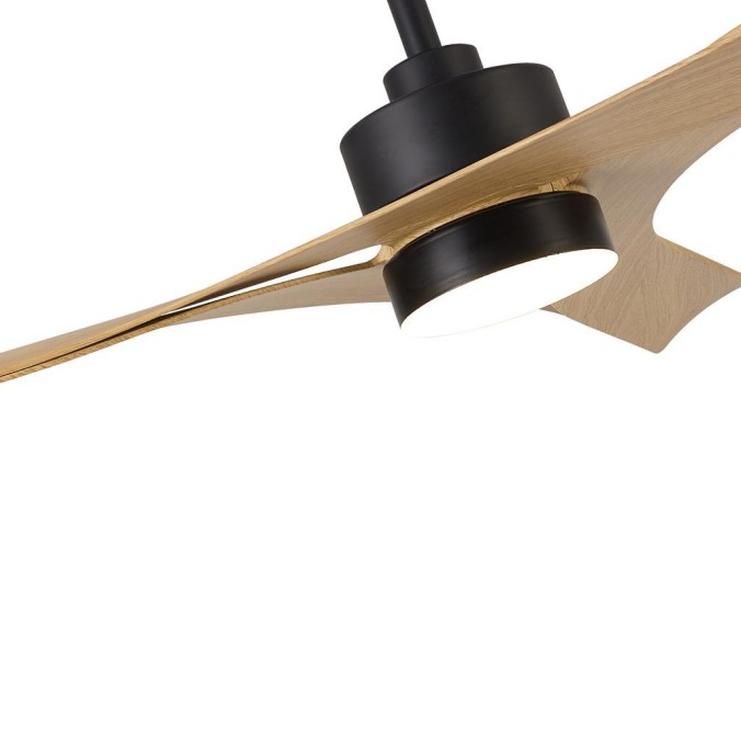 Plafón LED 30W Ventilador 35W serie THAI Negro+Madera - 122x31-43.5h