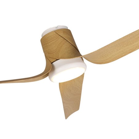 Plafón LED 30W Ventilador 35W serie USHUAIA Blanco+Madera - 133x28h