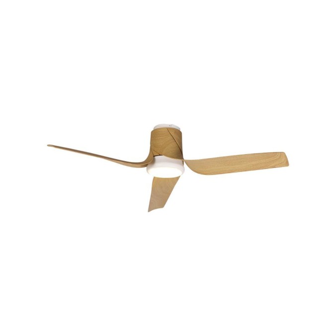 Plafón LED 30W Ventilador 35W serie USHUAIA Blanco+Madera - 133x28h