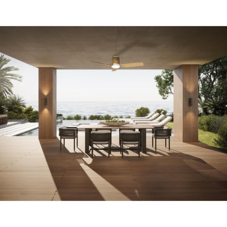 Plafón LED 30W Ventilador 35W serie USHUAIA Blanco+Madera - 133x28h