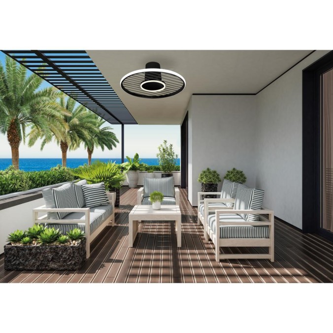 Plafón LED 45W Ventilador 25W serie SOHO Negro - 66x24.5h