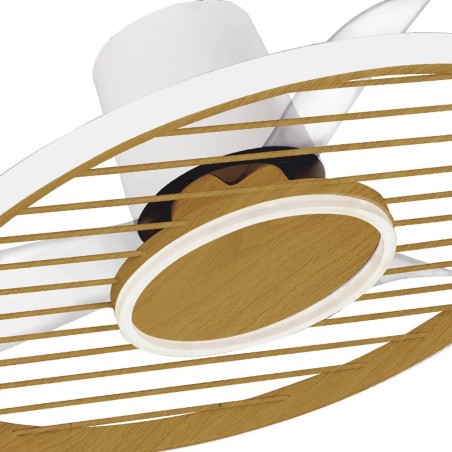 Plafón LED 45W Ventilador 25W serie SOHO Blanco+Madera - 66x24.5h