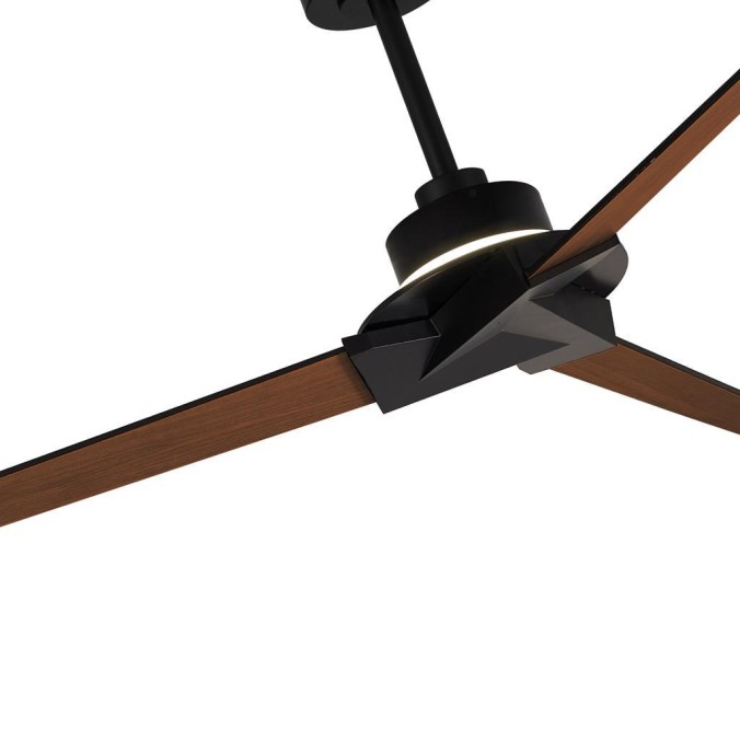 Plafón LED 20W Ventilador 40W serie BRISA Negro+Madera - 177x45.5/70.5h