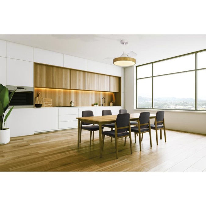 Plafón LED 45W Ventilador 25W serie ALASKA Madera - 43x35.5-48h Plafón LED 45W Ventilador 25W serie ALASKA Madera - 43x35.5-48h
