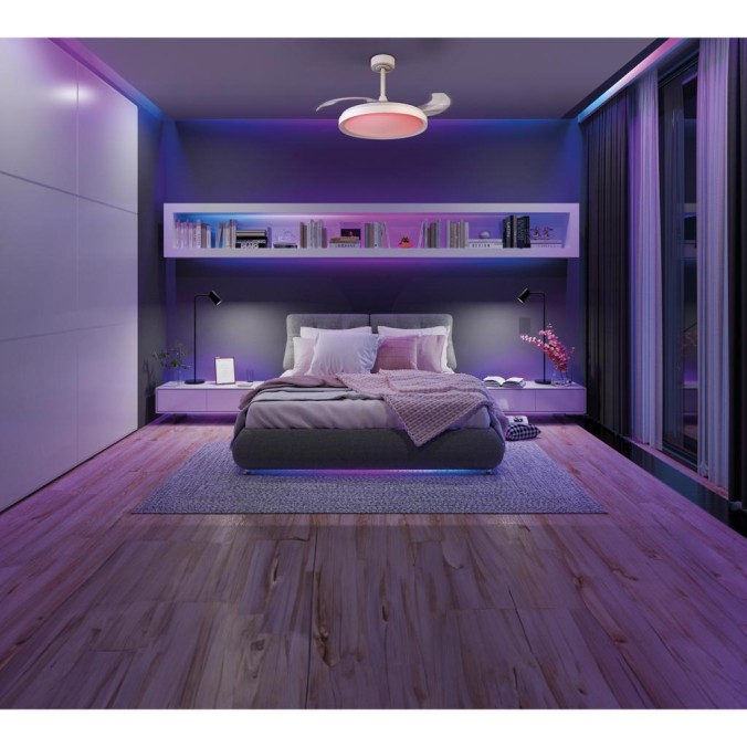 Plafón LED 40W Ventilador 28W serie SIBERIA Blanco - 43x32.5-45h