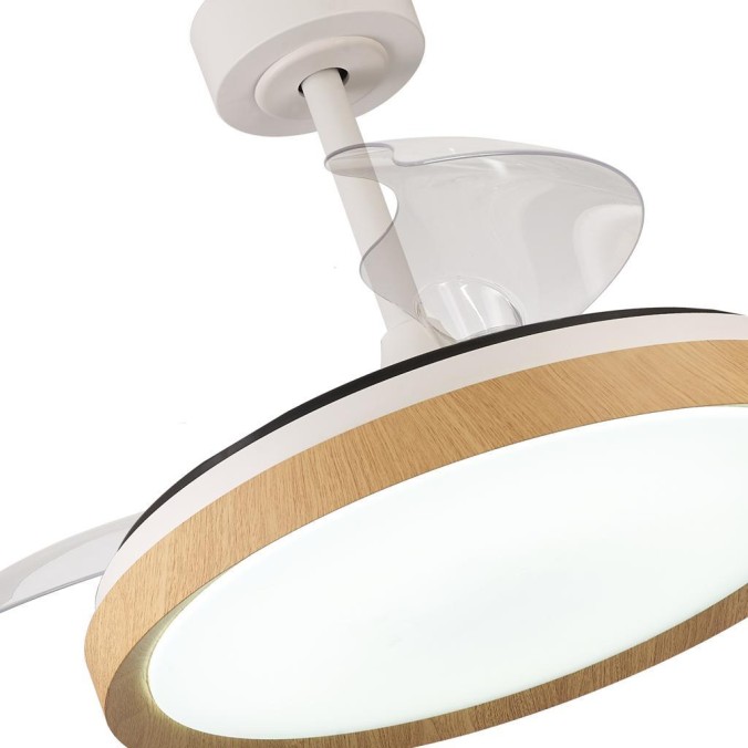 Plafón LED 50W Ventilador 28W serie MISTRAL Madera - 50x32.5-45h