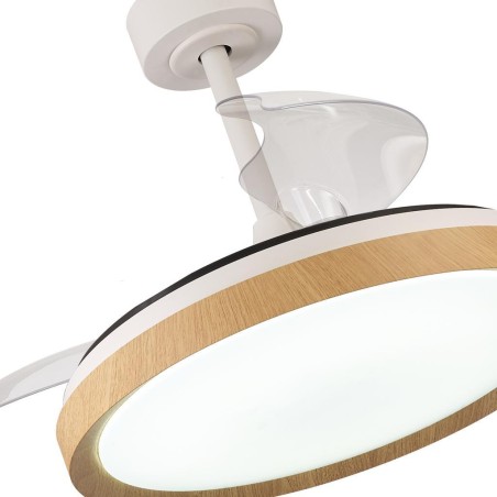 Plafón LED 50W Ventilador 28W serie MISTRAL Madera - 50x32.5-45h