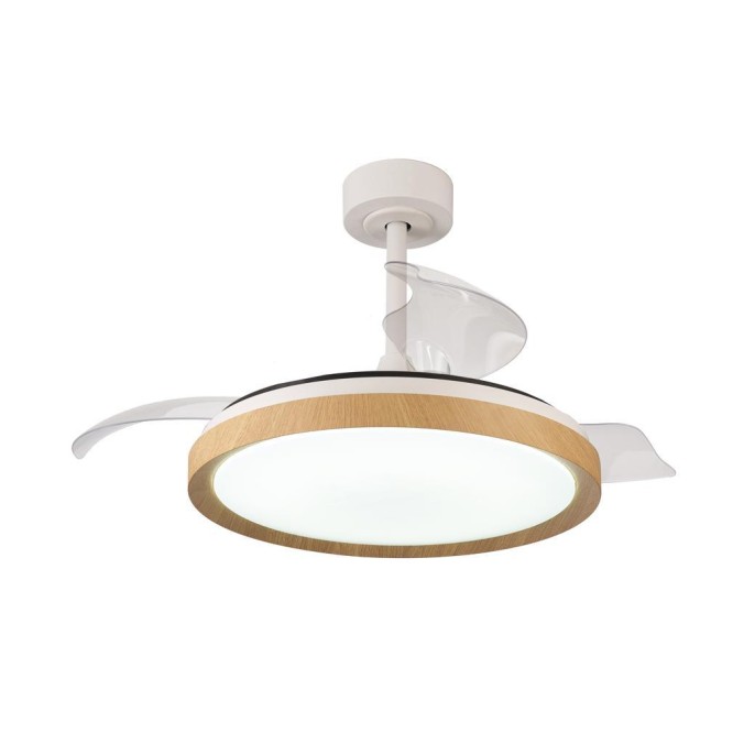 Plafón LED 50W Ventilador 28W serie MISTRAL Madera - 50x32.5-45h