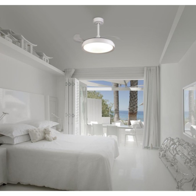 Plafón LED 40W Ventilador 25W serie MISTRAL MINI Blanco - 43x32.5-45h
