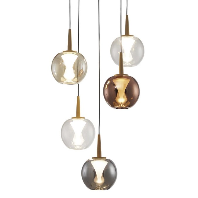 Colgante 5xLED 5W 3000K W/T Cristal serie ANDROMEDA Oro - 35x180h