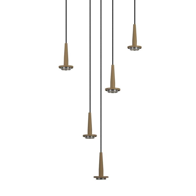 Colgante 5xLED 5W 3000K W/T Cristal serie ANDROMEDA Oro - 35x180h