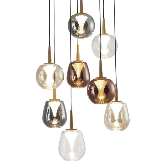 Colgante Redondo 8xLED 5W 3000K W/T Cristal serie ANDROMEDA Oro - 40x180h