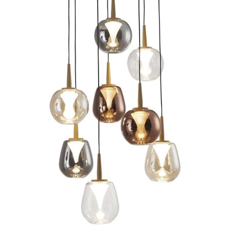 Colgante Redondo 8xLED 5W 3000K W/T Cristal serie ANDROMEDA Oro - 40x180h