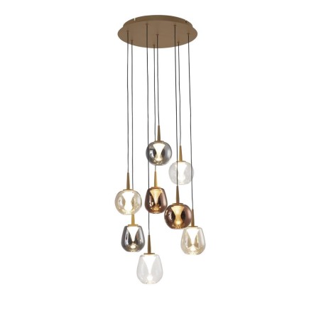 Colgante Redondo 8xLED 5W 3000K W/T Cristal serie ANDROMEDA Oro - 40x180h