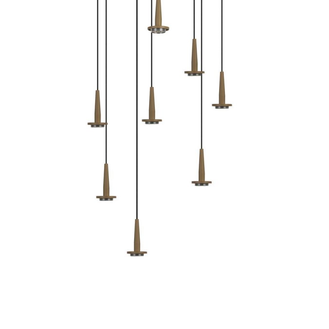 Colgante Redondo 8xLED 5W 3000K W/T Cristal serie ANDROMEDA Oro - 40x180h