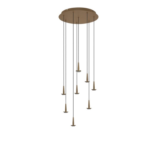 Colgante Redondo 8xLED 5W 3000K W/T Cristal serie ANDROMEDA Oro - 40x180h