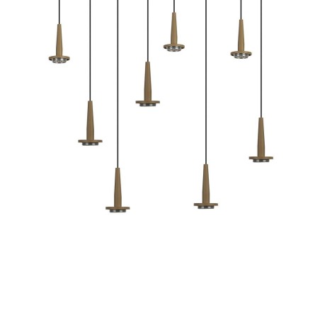 Colgante Cuadrado 8xLED 5W 3000K W/T Cristal serie ANDROMEDA Oro - 50x30x180h