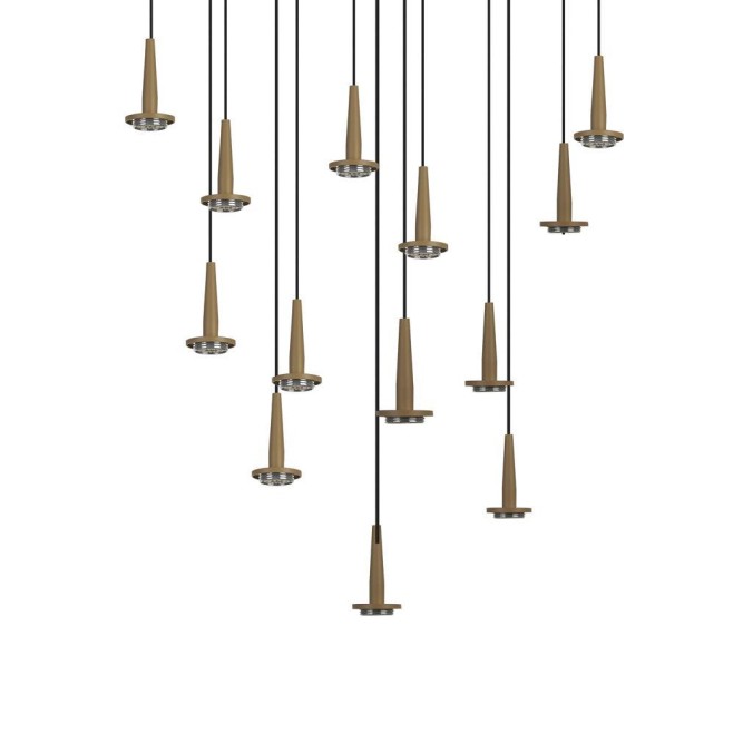 Colgante Redondo 14xLED 5W 3000K W/T Cristal serie ANDROMEDA Oro - 60x180h