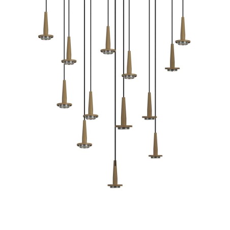 Colgante Redondo 14xLED 5W 3000K W/T Cristal serie ANDROMEDA Oro - 60x180h