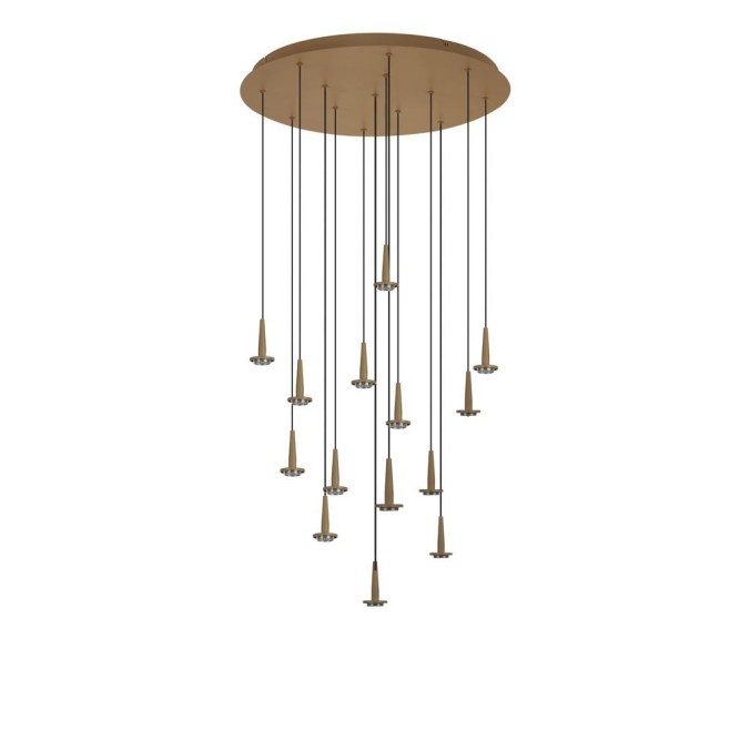 Colgante Redondo 14xLED 5W 3000K W/T Cristal serie ANDROMEDA Oro - 60x180h