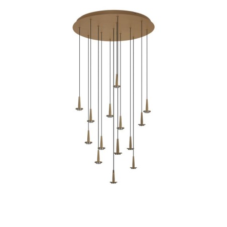 Colgante Redondo 14xLED 5W 3000K W/T Cristal serie ANDROMEDA Oro - 60x180h