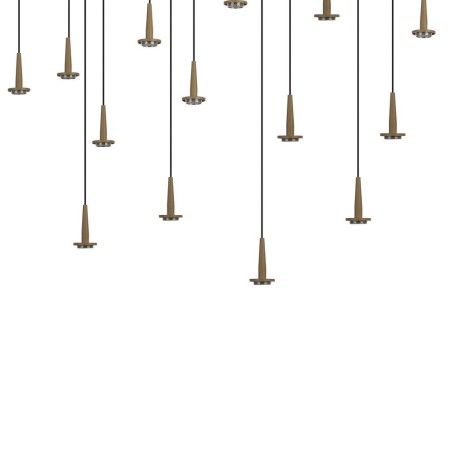 Colgante Cuadrado 14xLED 5W 3000K W/T Cristal serie ANDROMEDA Oro - 90x30x180h