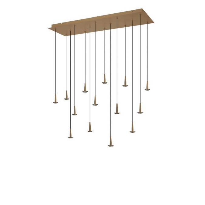 Colgante Cuadrado 14xLED 5W 3000K W/T Cristal serie ANDROMEDA Oro - 90x30x180h
