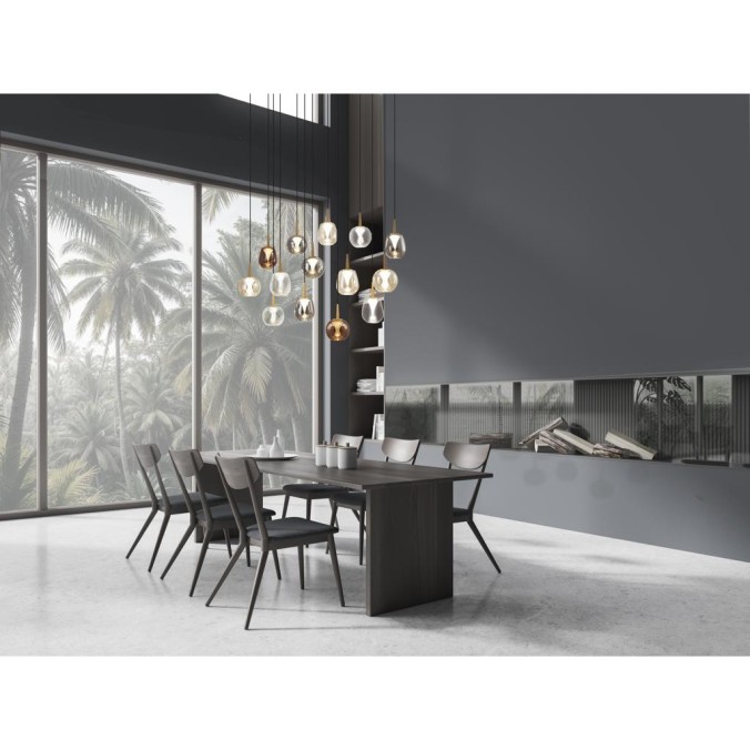 Colgante Cuadrado 14xLED 5W 3000K W/T Cristal serie ANDROMEDA Oro - 90x30x180h