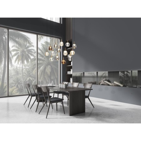 Colgante Cuadrado 14xLED 5W 3000K W/T Cristal serie ANDROMEDA Oro - 90x30x180h