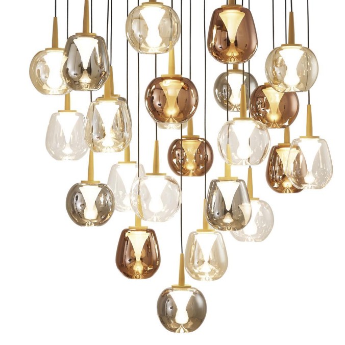 Colgante Redondo 24xLED 5W 3000K W/T Cristal serie ANDROMEDA Oro - 75x180h