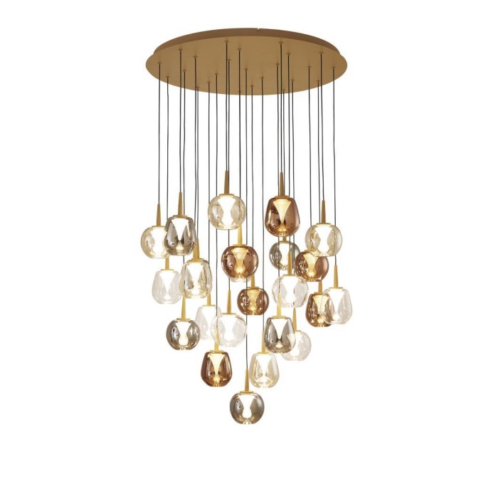 Colgante Redondo 24xLED 5W 3000K W/T Cristal serie ANDROMEDA Oro - 75x180h