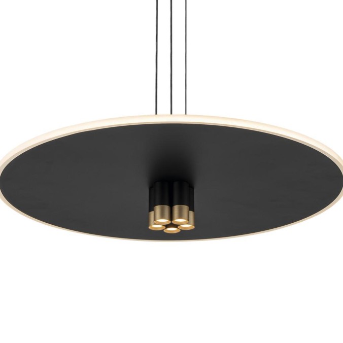 Colgante LED 42W 3000K serie NOMADA Negro/Oro - 58x25-175h