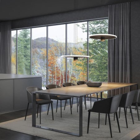 Colgante LED 33W 3000K serie NOMADA Negro/Oro - 48.6x25-175h