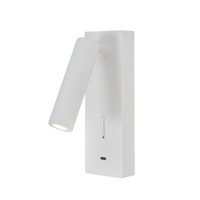 Aplique Lector LED 3W 3000K Blanco TYPE-C Cargador serie TARIFA III Blanco - 6x12.3x18h