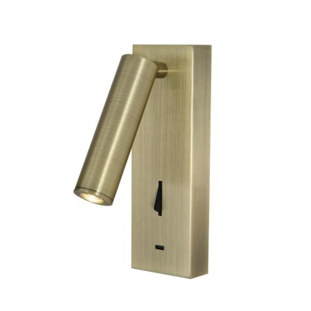 Aplique Lector LED 3W 3000K Cuero TYPE-C Cargador serie TARIFA III Cuero - 6x12.3x18h