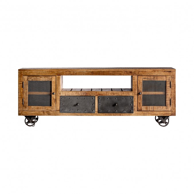 Mueble TV estilo industrial 170cm  madera de mango