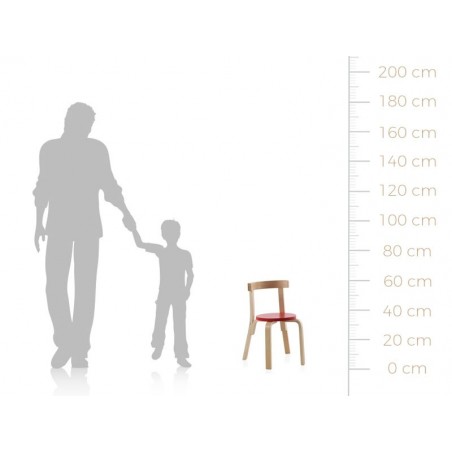 Silla infantil redonda 26x51cm en pino y abedul