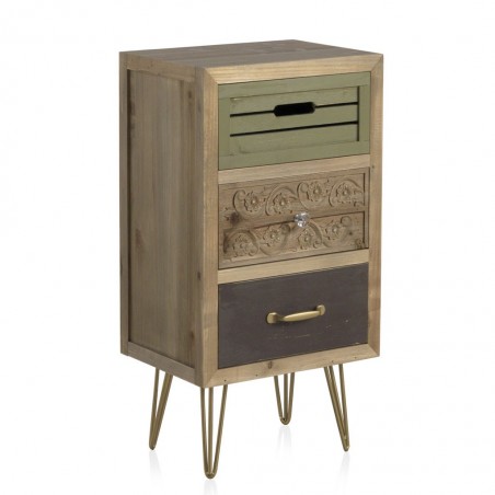 Mesilla vintage 40cm madera abeto y metal