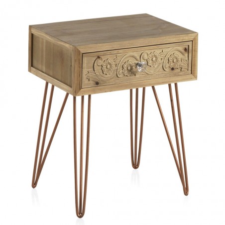 Mesilla estilo étnico 40cm madera de abeto y metal