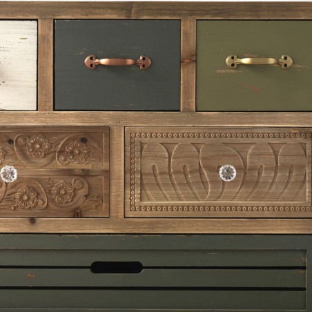 Cómoda estilo vintage 76cm madera de abeto y metal