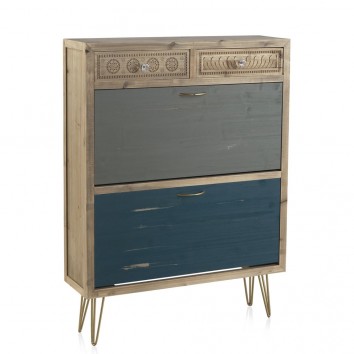 Zapatero estilo vintage 81x108cm madera de abeto y metal