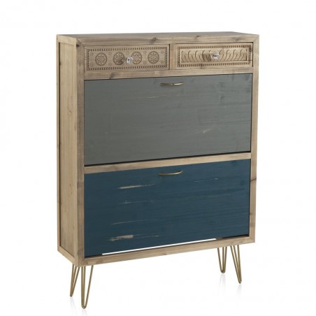 Zapatero estilo vintage 81x108cm madera de abeto y metal