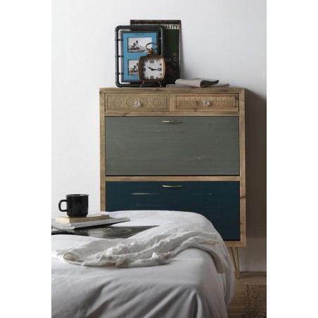 Zapatero estilo vintage 81x108cm madera de abeto y metal