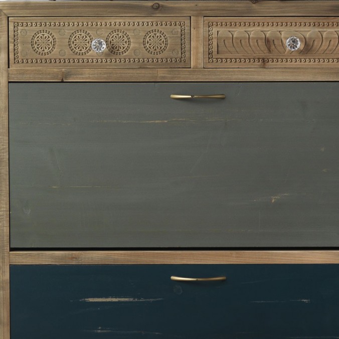 Zapatero estilo vintage 81x108cm madera de abeto y metal Zapatero estilo vintage 81x108cm madera de abeto y metal