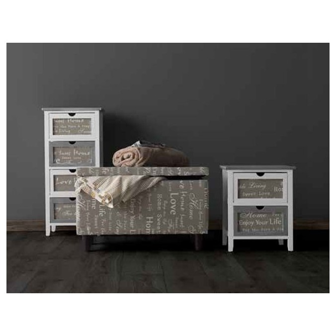 Cajón 75x41cm de estilo vintage tapizado en tela