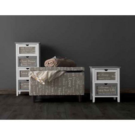 Cajón 75x41cm de estilo vintage tapizado en tela